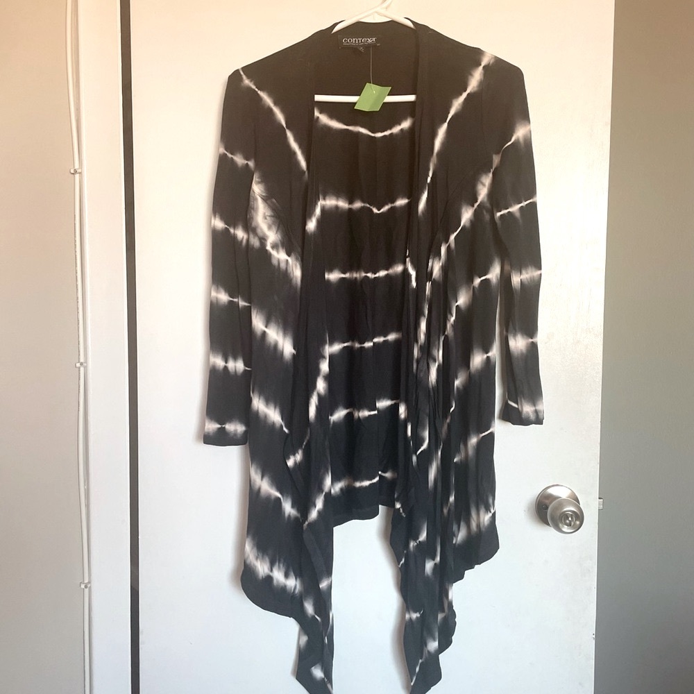 Context Striped Tie Dye Open Front Cardigan - Size S